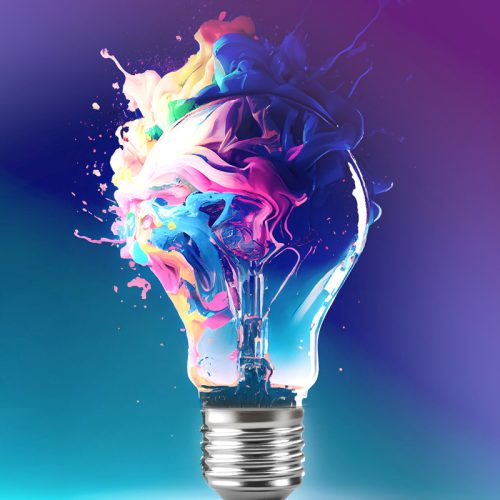 Creative light bulb abstract on glowing blue background ,generative AI Creative light bulb abstract on glowing blue background ,generative artificial intelligence